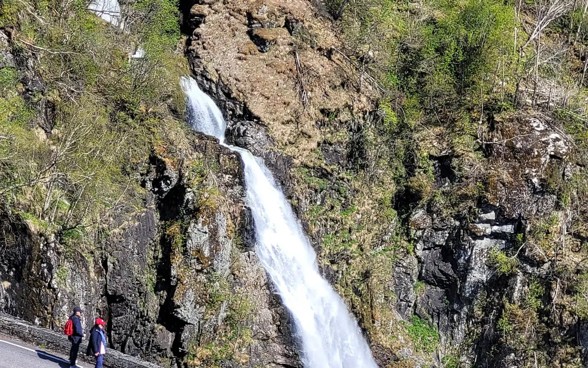 The village of Flåm at the head of the Aurlandsfjord seen from above